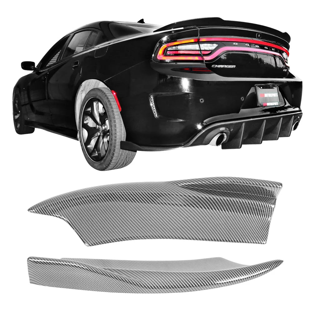 Style Charger Ikon Rear Fiber Motorsports Bumper Side Compatible Print with Lip Apron Carbon V2 15-23 Dodge