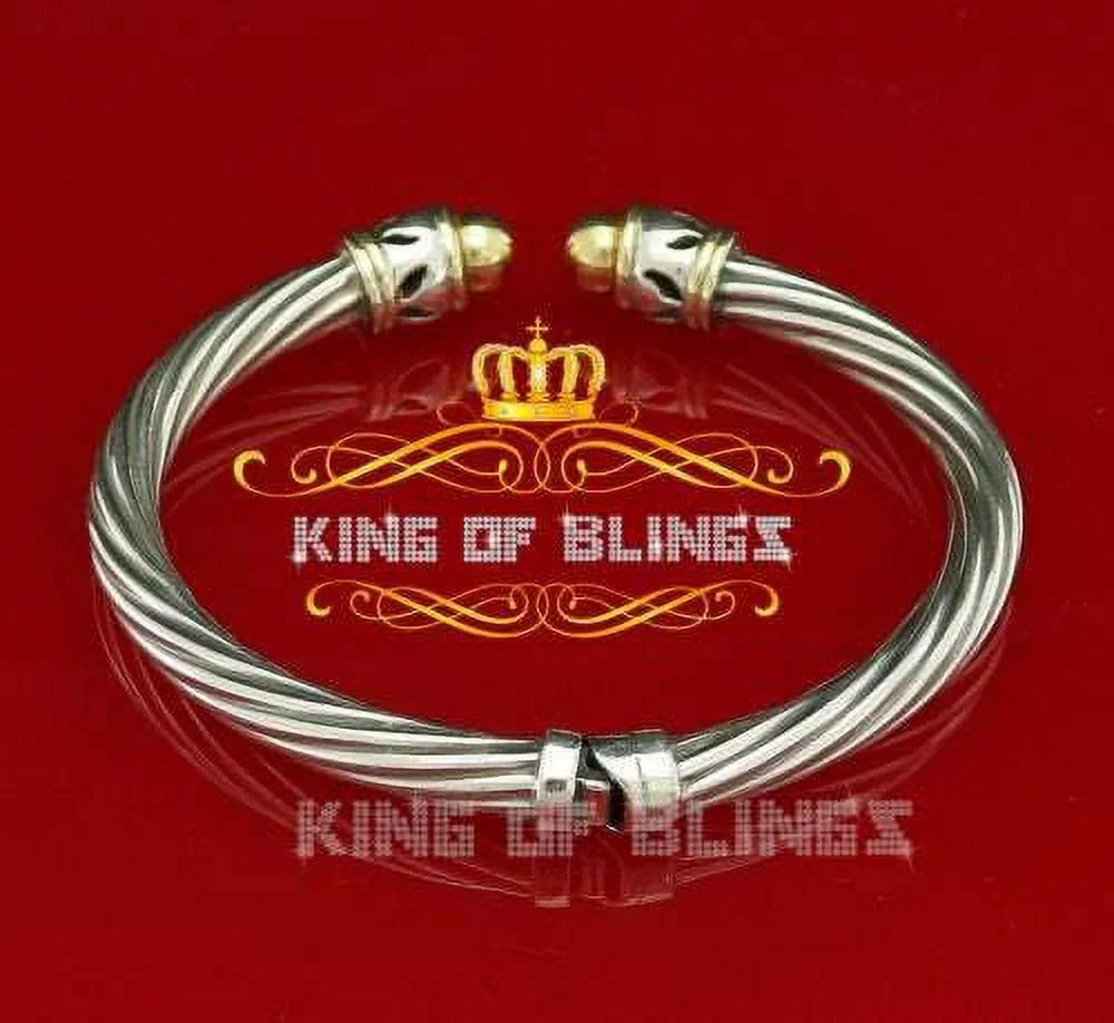 Stones Cubic King for Zirconia Fashion Of Bangle Inch 7 Round Men/Womens Bling's Silver