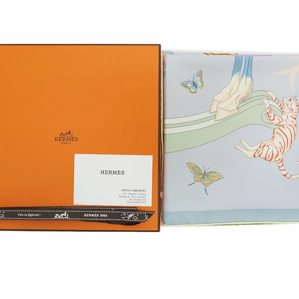 Story SCARF90 2022AW Muffler Carre Purchased New) in Scarf 2022 Women's Pre-Owned Pink Hermes (Like STORY Multicolor H003875S Glacier July Men's Blue 90 Silk HERMES