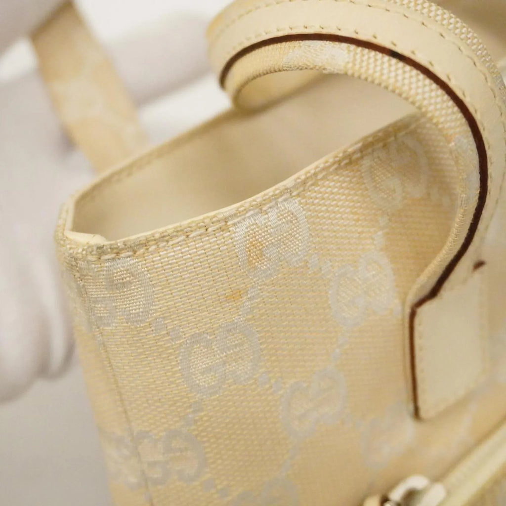 Canvas GG Ivory Leather 002 Handbag Gucci Women's (Good) 1079 Pre-Owned
