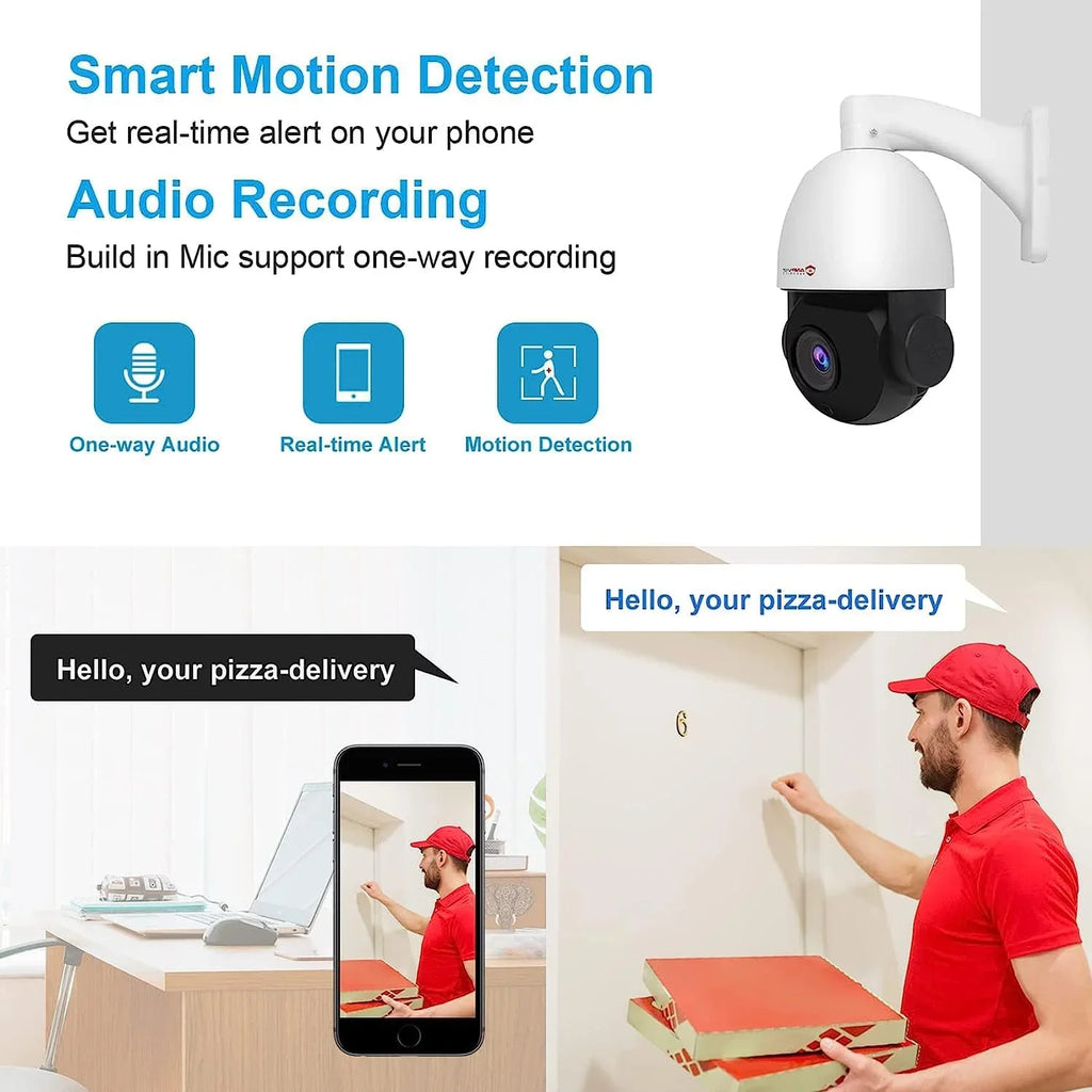 Vehicle IR Detection, Optical PTZ Mic/Audio, PTZ IP Zoom, Pan Camera Waterproof Metal, Indoor Camera 90°, Anpviz IP66 5MP Vision, Security Person Night IP 360°/Tilt Surveillance with Outdoor PoE 20X