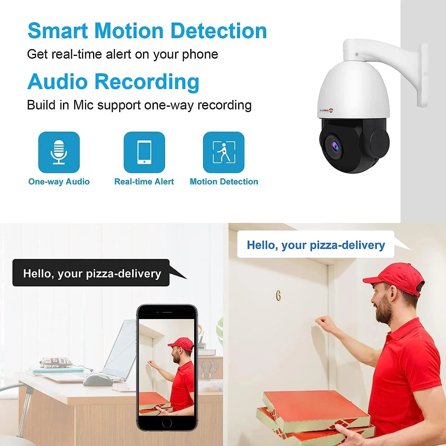 Vehicle IR Detection, Optical PTZ Mic/Audio, PTZ IP Zoom, Pan Camera Waterproof Metal, Indoor Camera 90°, Anpviz IP66 5MP Vision, Security Person Night IP 360°/Tilt Surveillance with Outdoor PoE 20X