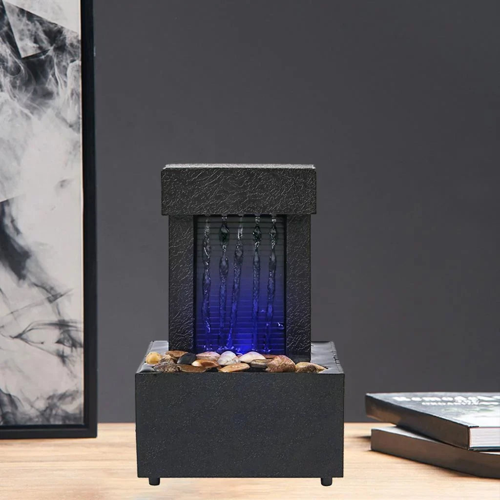Battery Waterfall USB/AA Room, for Desktop LED Sound Relaxation, Decoration Water Light Fountain Indoor Water Office Living