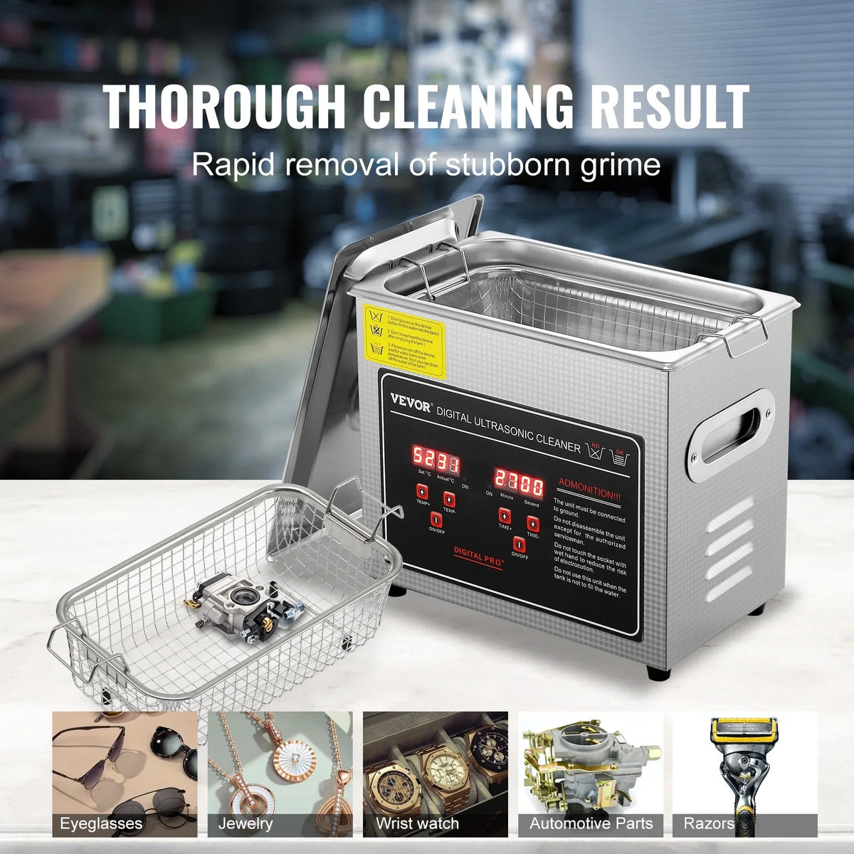 for Watch 30L Timer 752W Ultrasonic Instruments Glass Certified Professional Jewelry FCC Coin 304 Industrial Grade Cleaner Digital BENTISM Heating Sonic CE with Large RoHS Cleaner Cleaner Ring