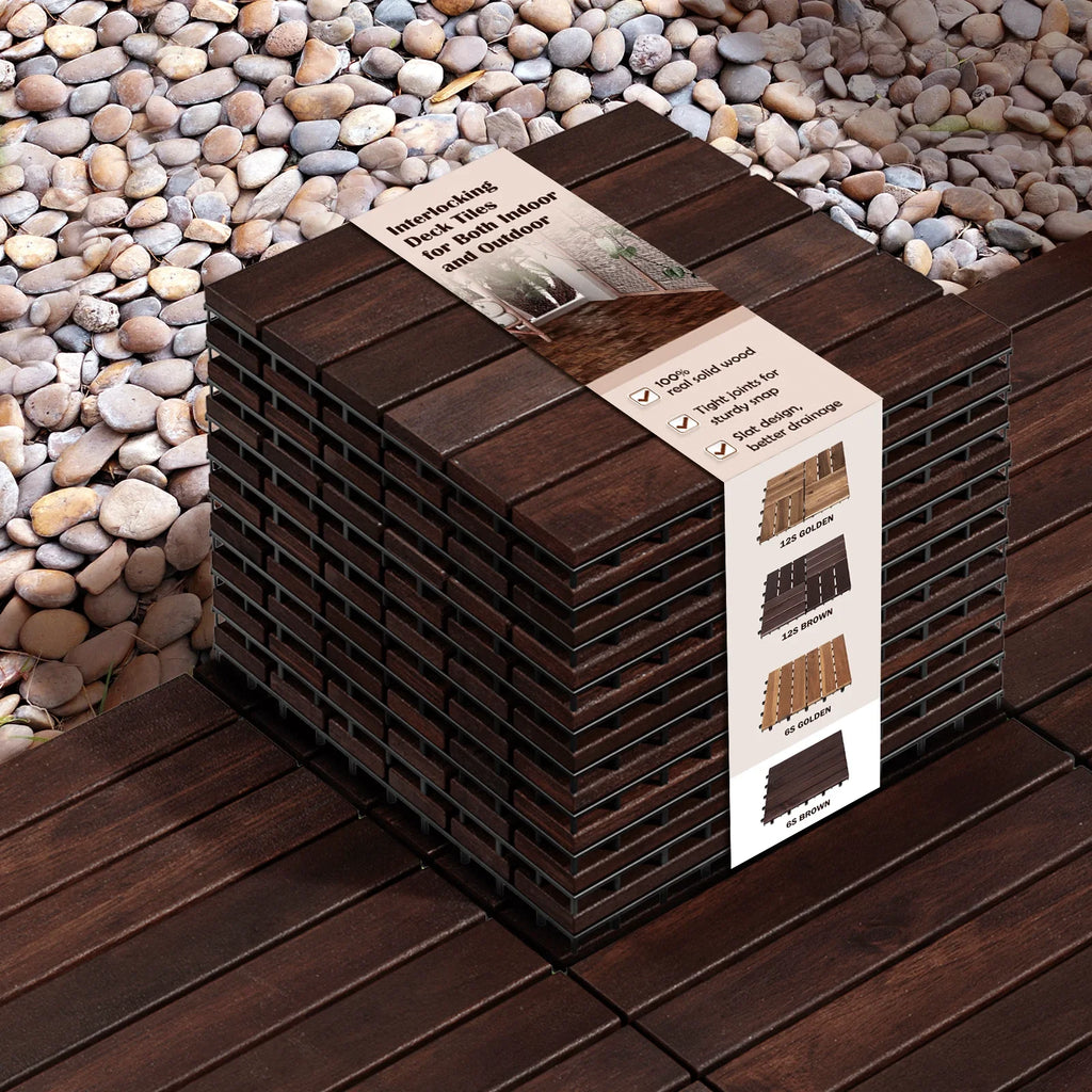 Dark 6 Slats, Idzo Tiles - Brown Decking