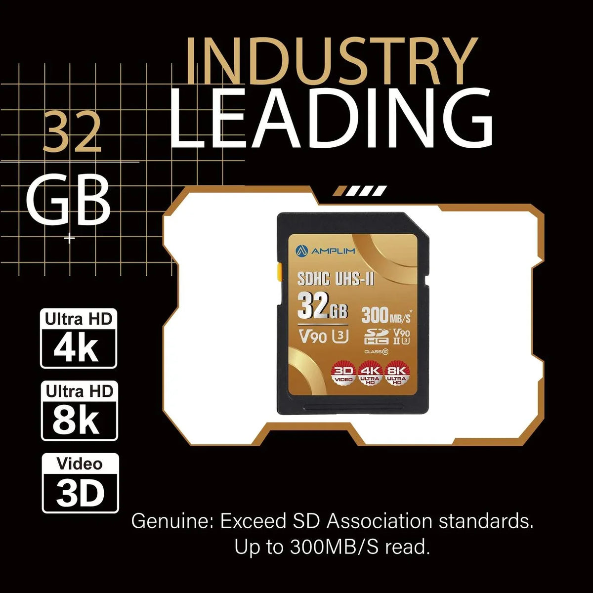 Extreme High UHS-II 8K SD Speed V90 Video UHD 4K Card for Camcorder SDXC 32GB Amplim Camera