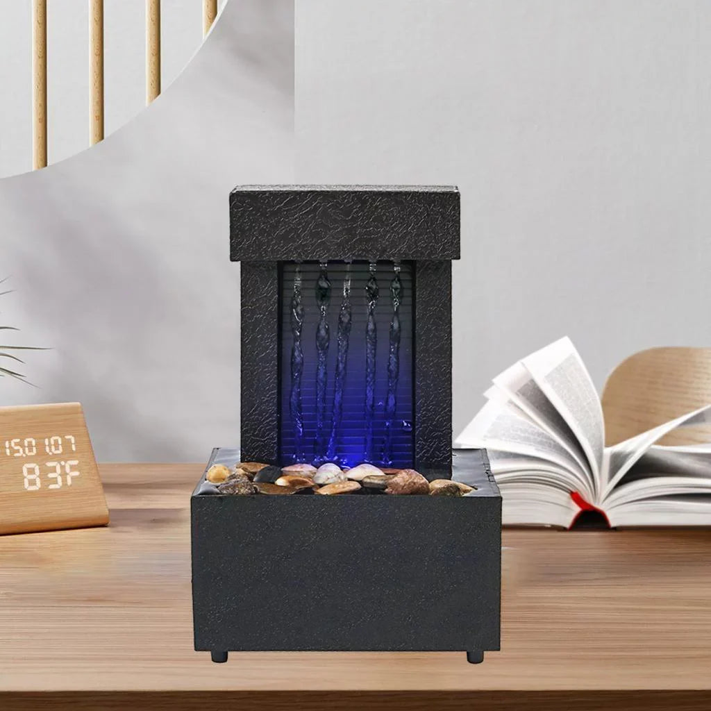 Battery Waterfall USB/AA Room, for Desktop LED Sound Relaxation, Decoration Water Light Fountain Indoor Water Office Living