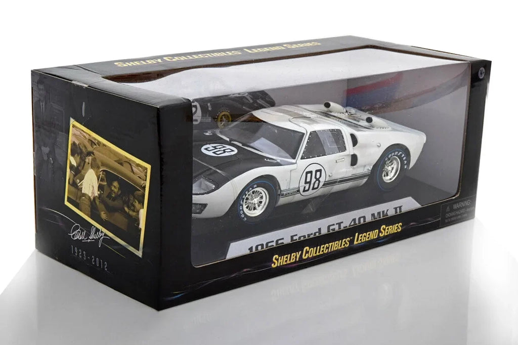 Toy - SC415W Shelby scale Ford White MK Diecast Collectibles Car 1/18 II - Model Shelby 1966 #98, GT-40
