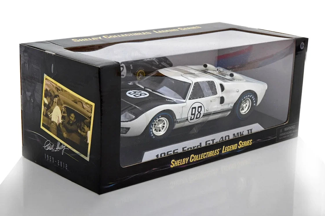 Toy - SC415W Shelby scale Ford White MK Diecast Collectibles Car 1/18 II - Model Shelby 1966 #98, GT-40