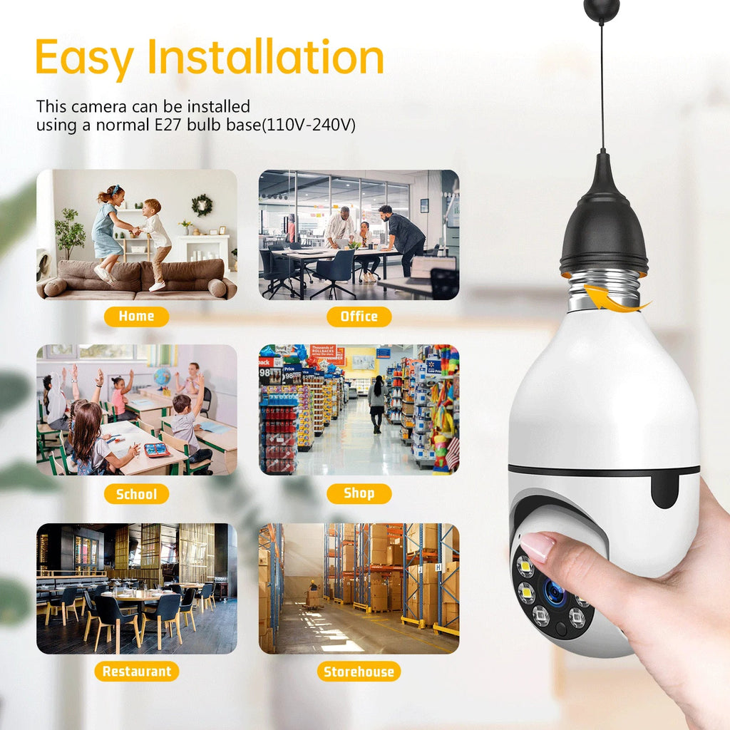 Wireless Camera Outdoor, Remote Wifi 2-Way Security E27 Detection Vision 360° 1080P Color Audio Night Dome Motion Access (2PCS) Camera TOGUARD Light IP Camera with Bulb 2.4G