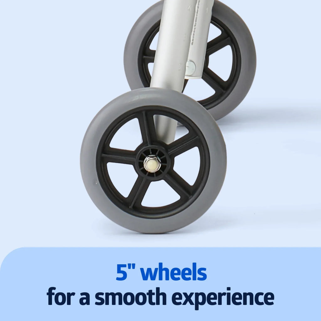 Folding Frame Wheels, 300 Lightweight Medline up lbs. Walker Aluminum 5” with to Supports