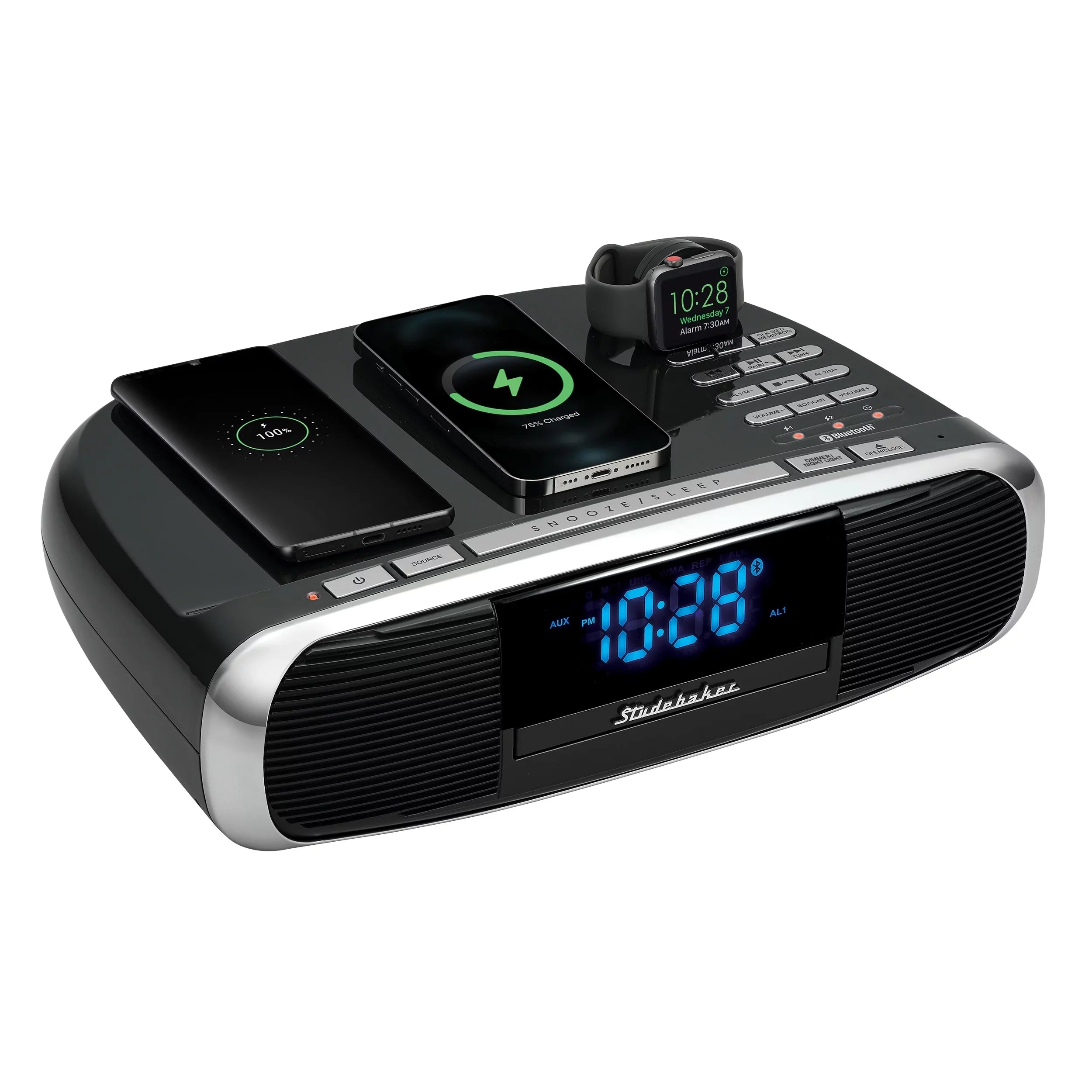 CD, HiFi Music System Radio, Workstaton Charging and FM Wireless with Qi Studebaker Station