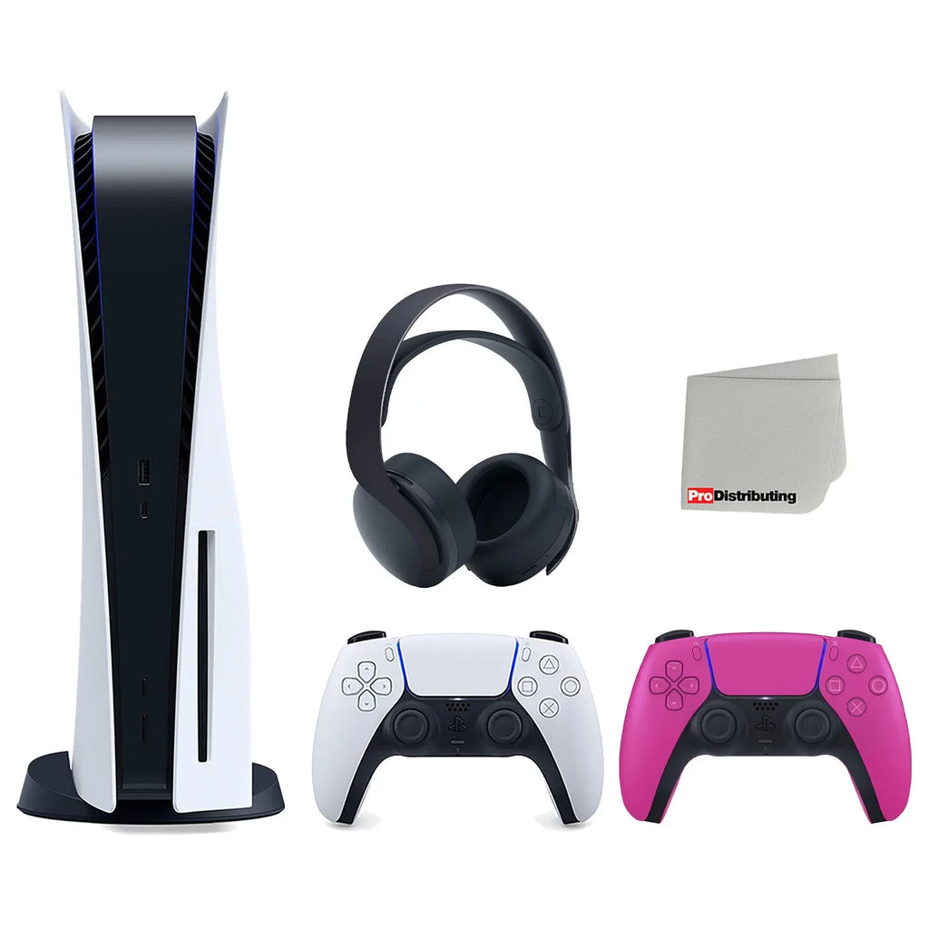 Cloth 5 and PULSE Disc Bundle with Version Controller Cleaning Headset Pink with Extra Black Console Playstation Sony 3D
