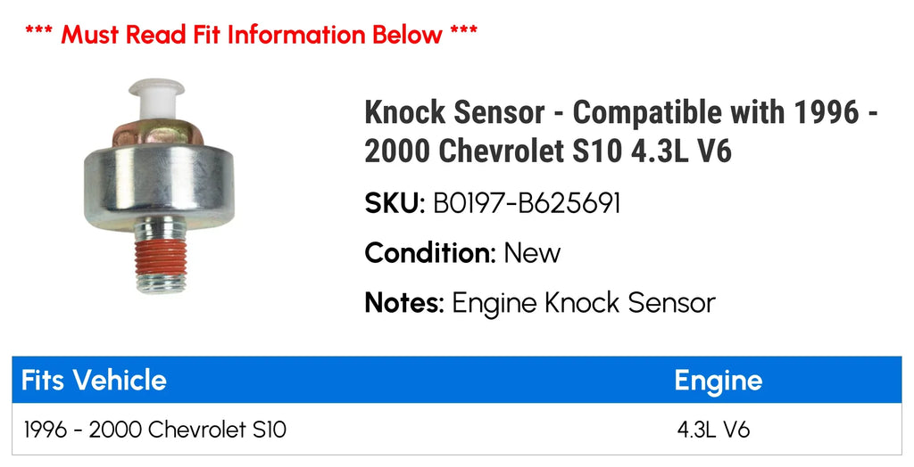 2000 V6 1999 Knock S10 1998 1996 Chevy - Sensor Compatible with 4.3L - 1997