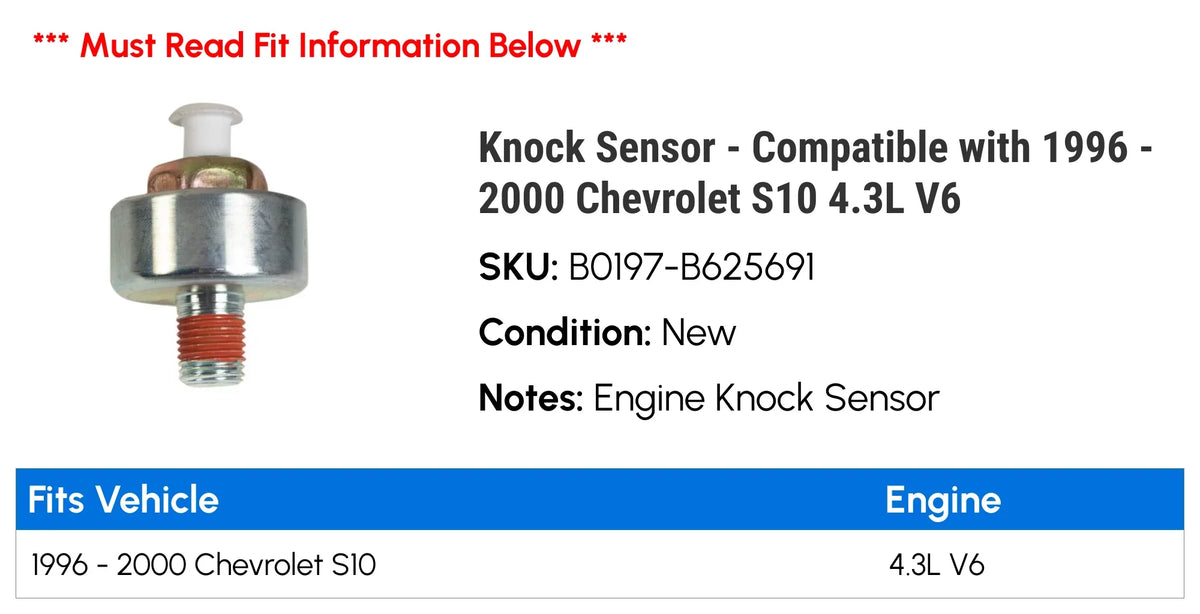 2000 V6 1999 Knock S10 1998 1996 Chevy - Sensor Compatible with 4.3L - 1997