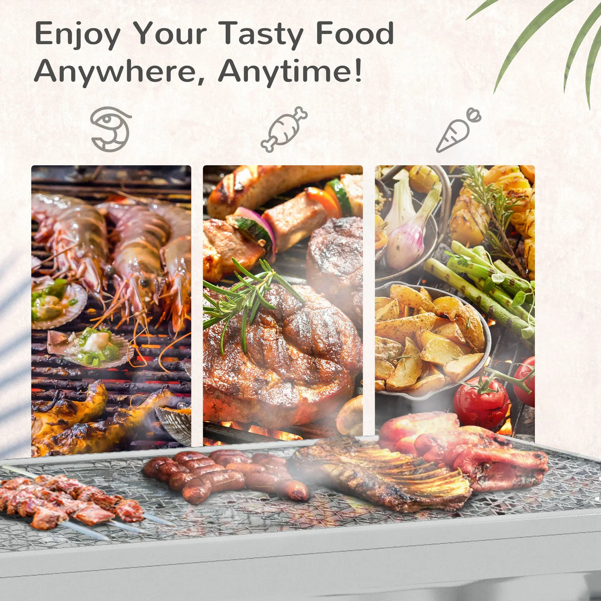 BBQ Picnic,Party Steel Charcoal Portable Folding Rack HQZX Grill Grill Outdoor for Grill,Stainless