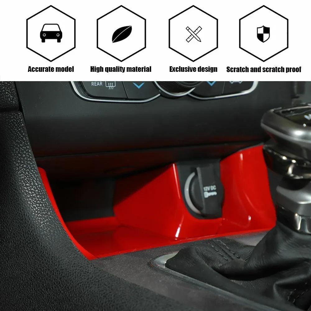 Red ABS Teledu Center Storage Shift Panel Console Gear Trim