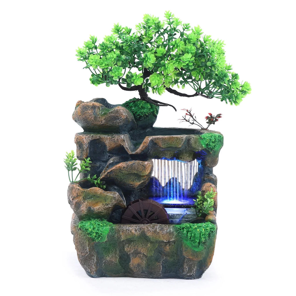 Water Light Tabletop Zen LED Feng with Table Shui Fountain Decor Indoor Waterfall