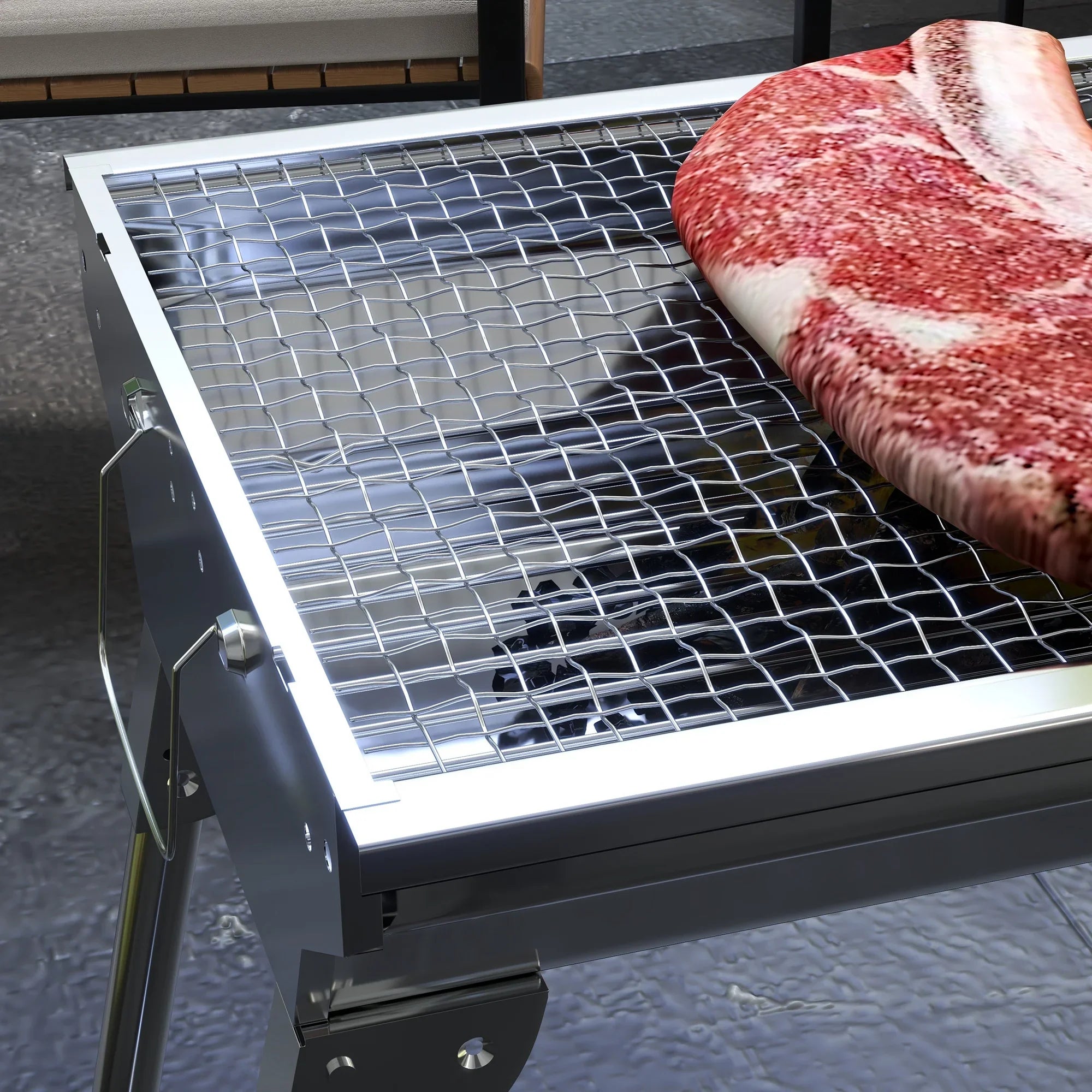 BBQ Picnic,Party Steel Charcoal Portable Folding Rack HQZX Grill Grill Outdoor for Grill,Stainless