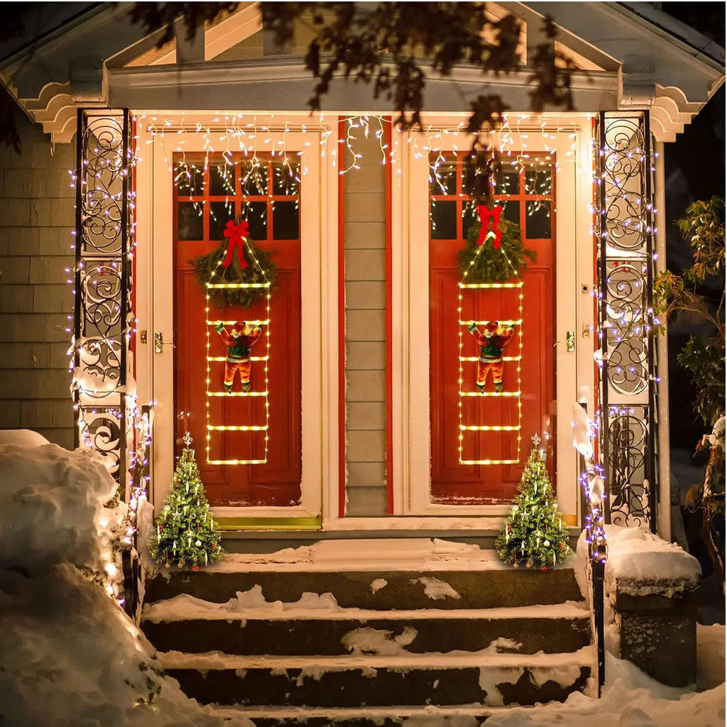 Porch Xmas for Lights Led Tree 10.5 Lava Lights Climbling Wall Ladder with Decor Santa Garden Roof Claus Outdoor Xmas Waterroof Lights Christmas Home ft