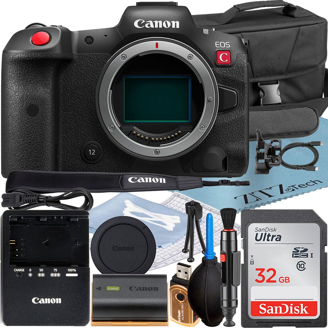 '+ Bundle Card Cinema Video Memory Canon with ZeeTech (Body) C + Camera Case 32GB SanDisk Mirrorless EOS R5 4K + Accessory
