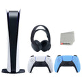 Edition Digital Bundle Blue and Controller Cleaning with with 3D Headset Cloth Sony 5 PULSE Extra Playstation Console Black