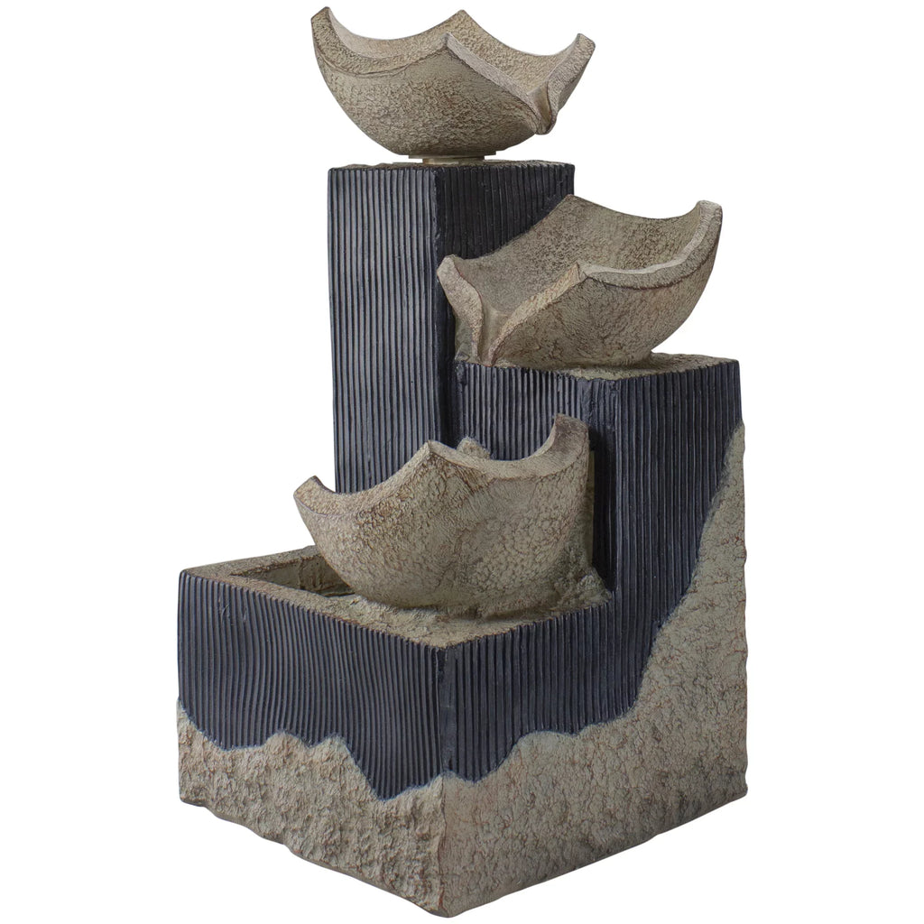 Lighted Cascading Northlight Bowl LED 3-Tier 21" Outdoor Water Fountain