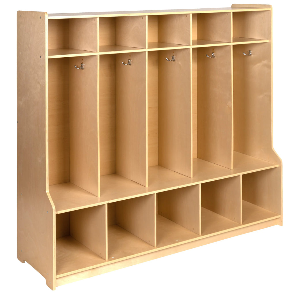 Cubbies, - Kid 48"L Storage Bench, and Friendly Wooden Design (Natural) 48"H BizChair Organizer School Section Hook-Safe, with x 5 Coat Locker
