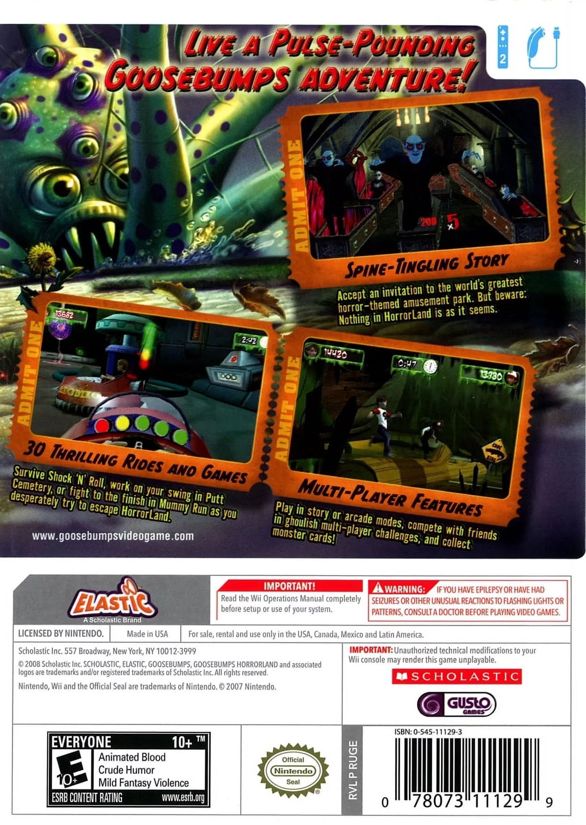 '- Goosebumps Nintendo Horrorland Wii