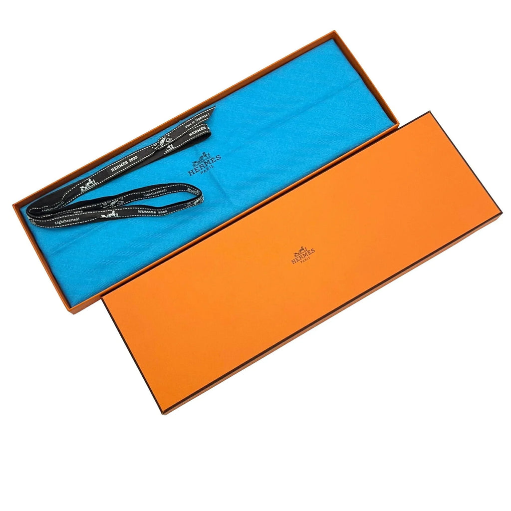 New) triangle cashmere Hermes Pre-Owned ladies triangular silk HERMES scarf blue (Like