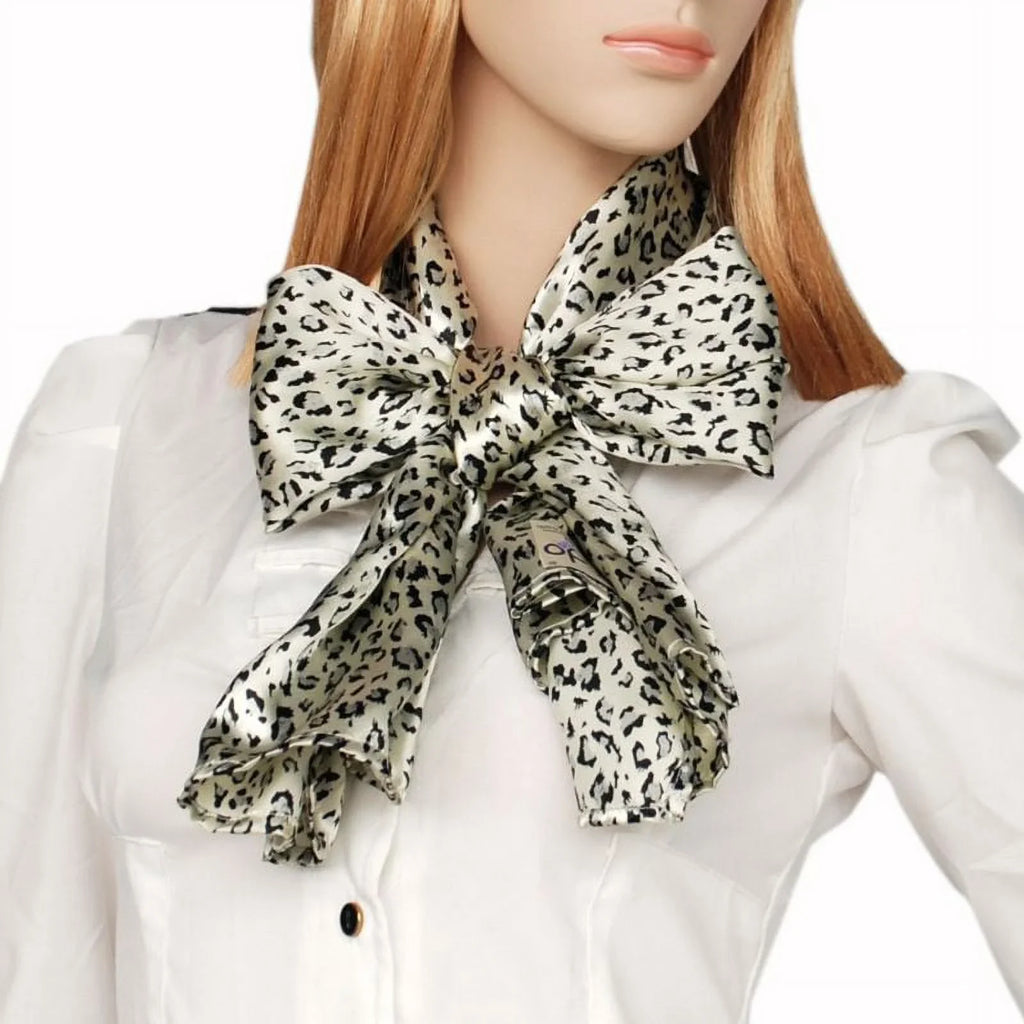Ivory Exquisitely Animal Elegant Print Leopard Silk Scarf/Wrap/Shawl(Large) Soft Blancho