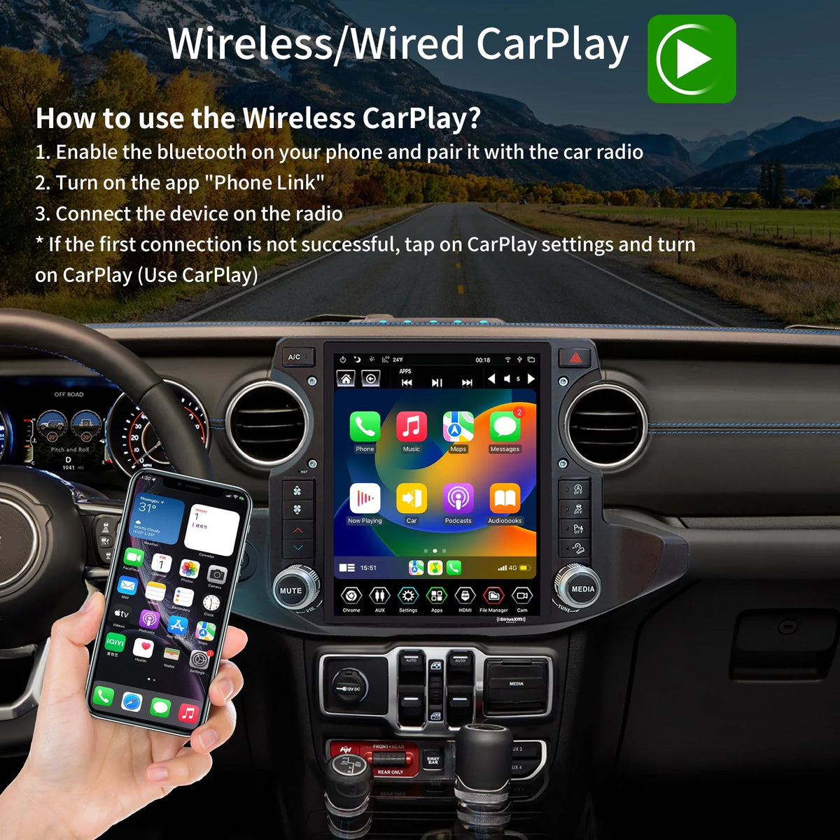 2018-2021 Replacement radio Car Linkswell Radio Navigator Screen Jeep 12.1 Apple 4G+64G for inch Truck Gen5 Car Stereo T-style Touch Wrangler GPS SirusXm Auto Gladiator Android Carplay