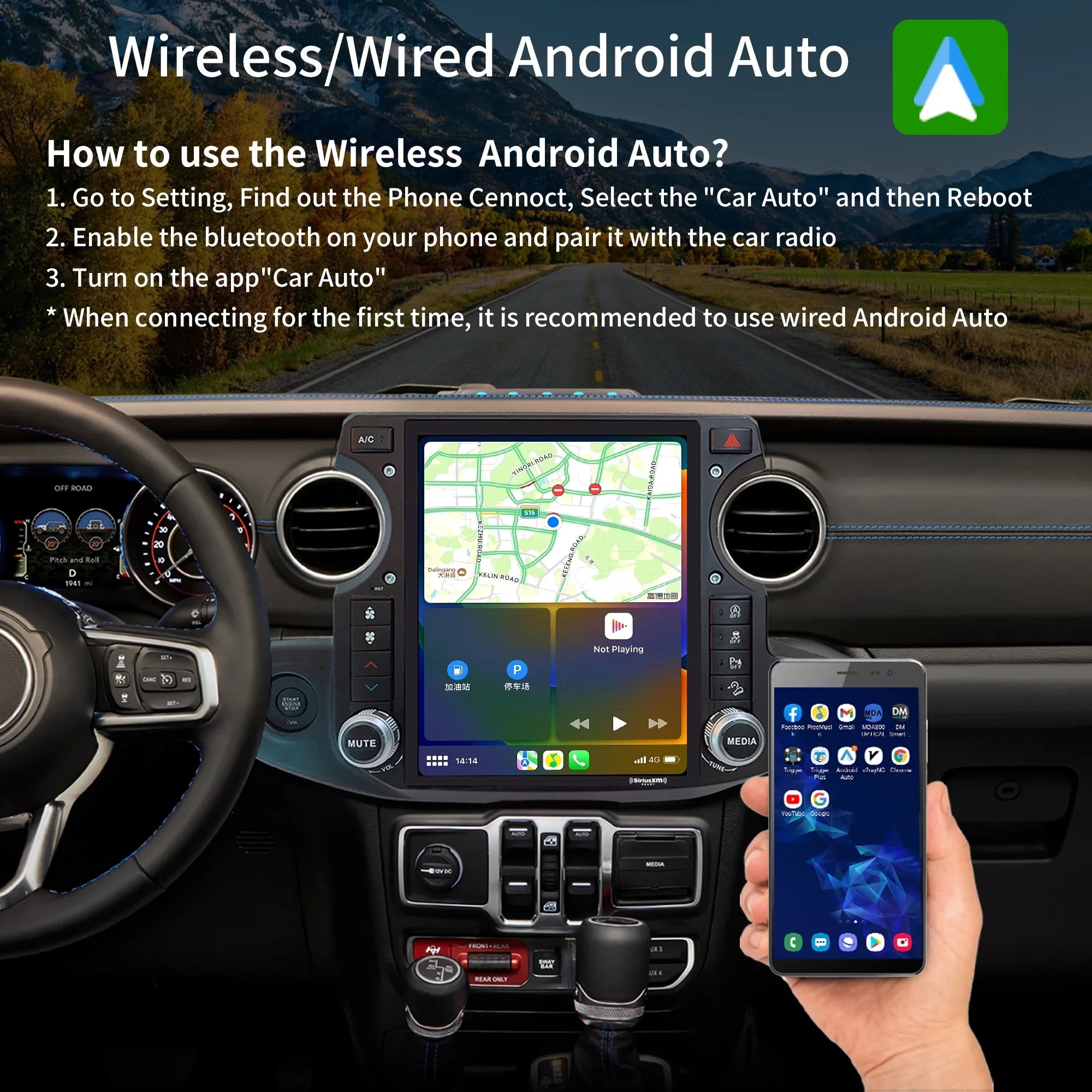 2018-2021 Replacement radio Car Linkswell Radio Navigator Screen Jeep 12.1 Apple 4G+64G for inch Truck Gen5 Car Stereo T-style Touch Wrangler GPS SirusXm Auto Gladiator Android Carplay