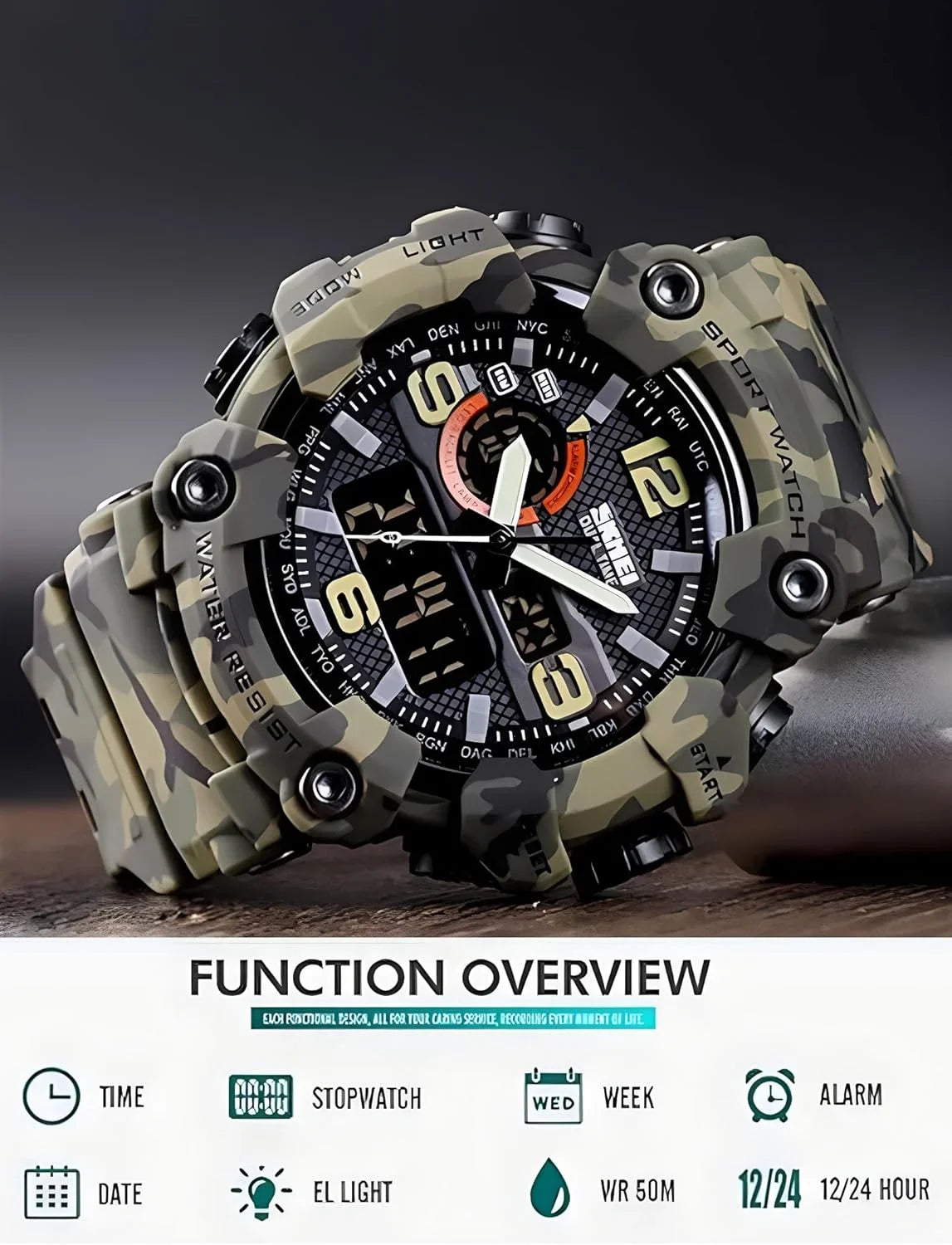 S-Shock Multi Digital Watch Men's LED Military Watches Waterproof Function Sports Gosasa Watches… Alarm