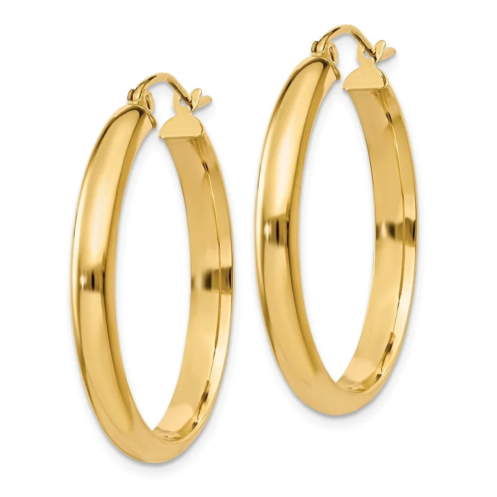 Earrings; Hoop Yellow for and Gold Teens; Tube Men Real 14kt Round and for Adults Women