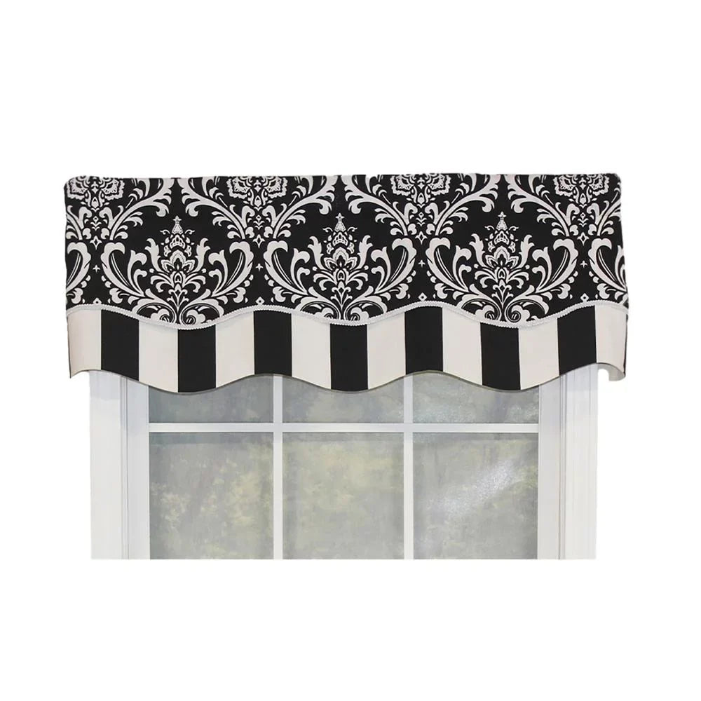 Layered, Black. Pocket, X Ozbourne Trimmed. RLF Rod 50"W Glory Home 16"L 3" Valance