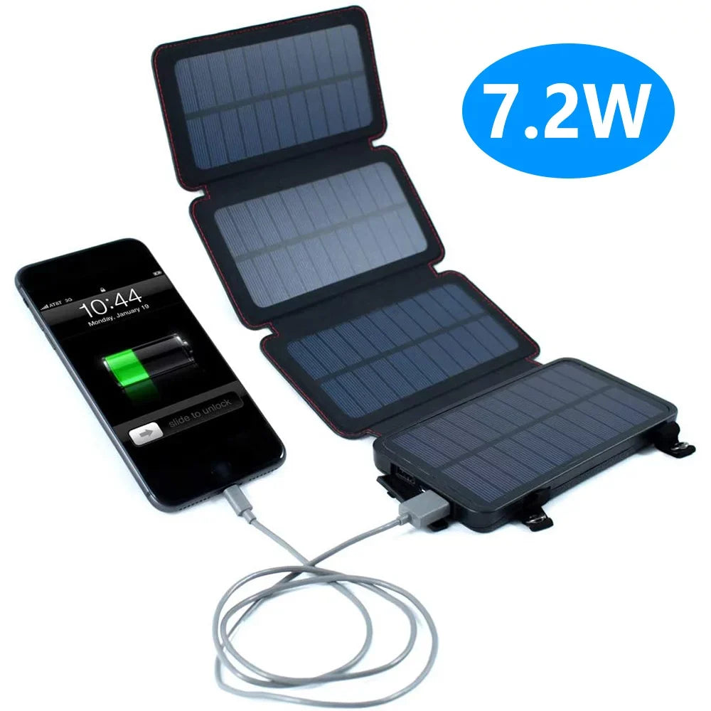 Charger Android Bank Charger Portable Compatible Solar with 4-Panel 7.2W Power iPhone, Wireless Jahy2Tech Phone