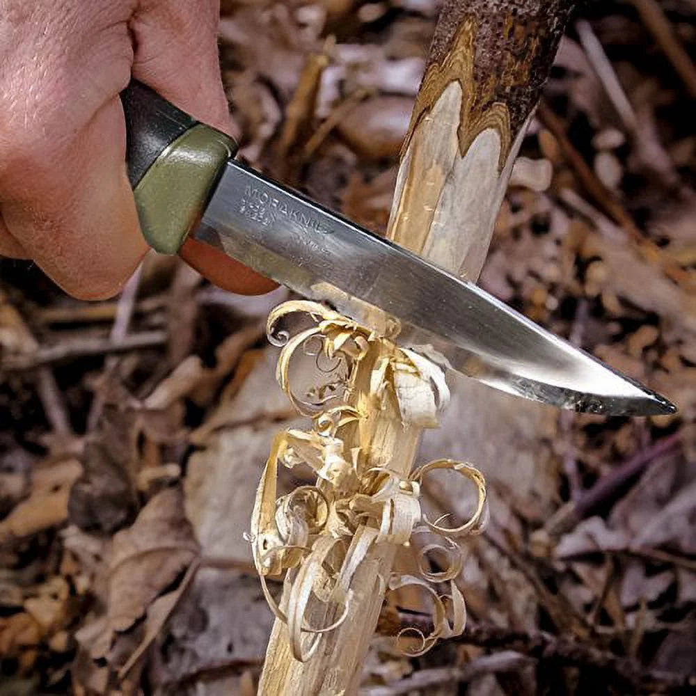Knife Morakniv Military Blade, with Fixed Green Carbon Companion Outdoor Blade Steel 4.1-Inch,