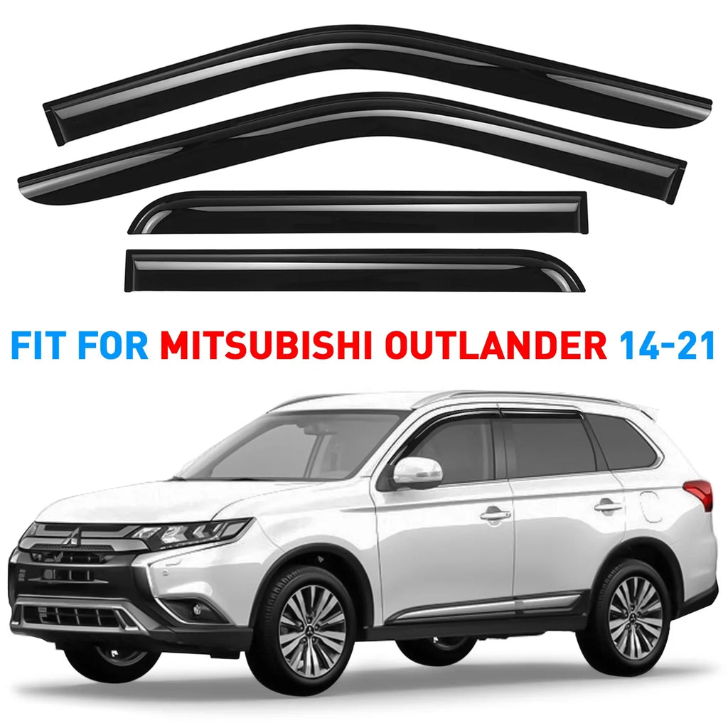 Guards Outlander - Window Side Compatible Deflectors Tape-On GrandWheel with 4pcs. 2014-2021 Mitsubishi Tinted Smoke Rain Co Visor Vent GW0389