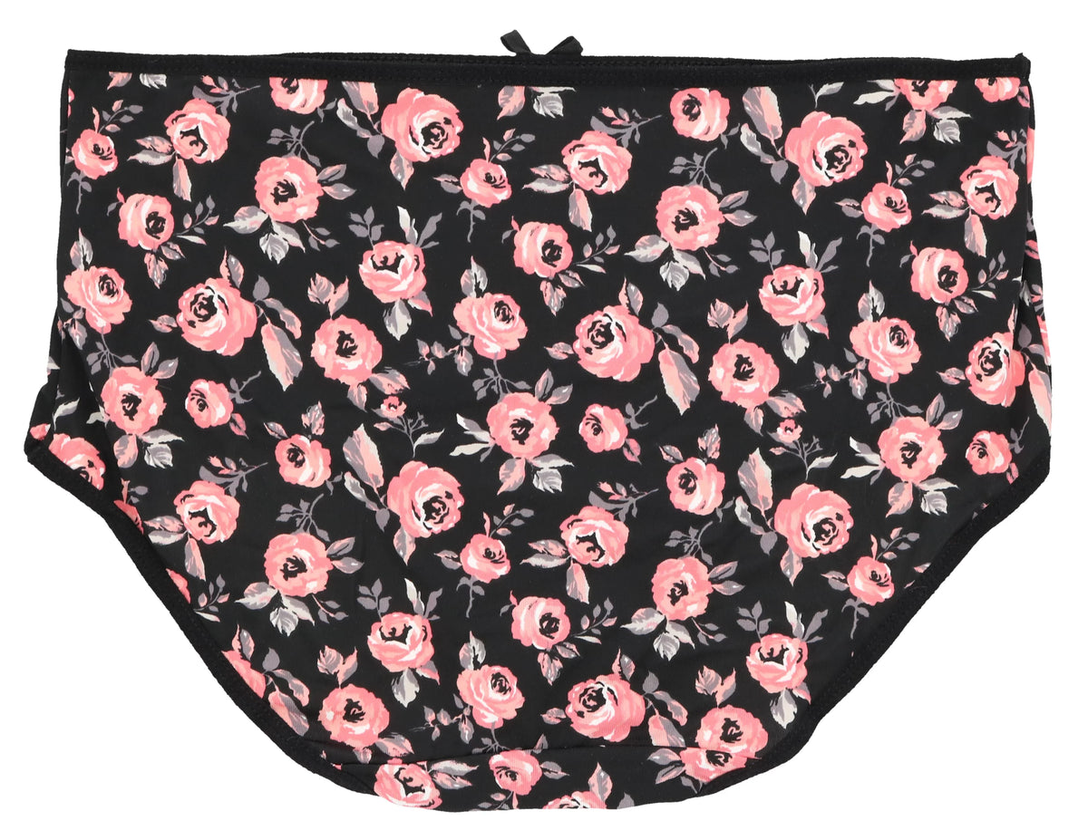 (X-Large, Plus Hot Florals) Pink Delta Intimates Sexy (5Pr) Burke Classic Women's Brief High Rise Size Panties Black