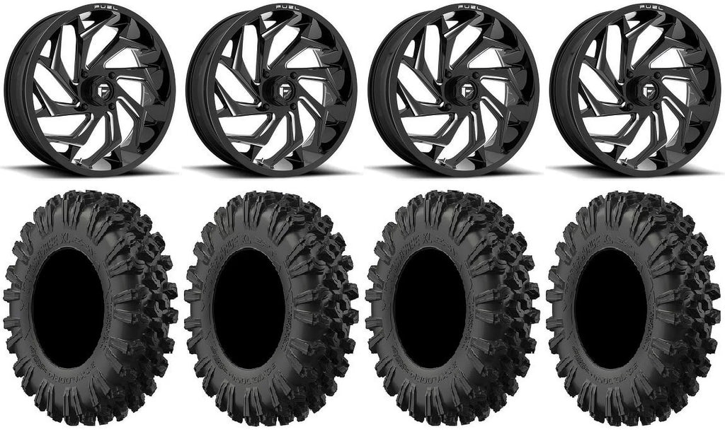 Teryx 18" Black MotoRavage Kawasaki Reaction XL 40" Tires Mule Fuel Wheels