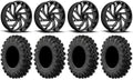 Teryx 18" Black MotoRavage Kawasaki Reaction XL 40" Tires Mule Fuel Wheels