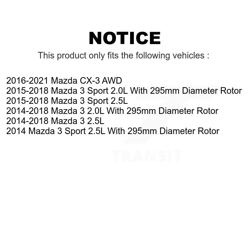 K8-100543 Front Mazda Brake For 3 Sport Pair Rotors CX-3 Disc