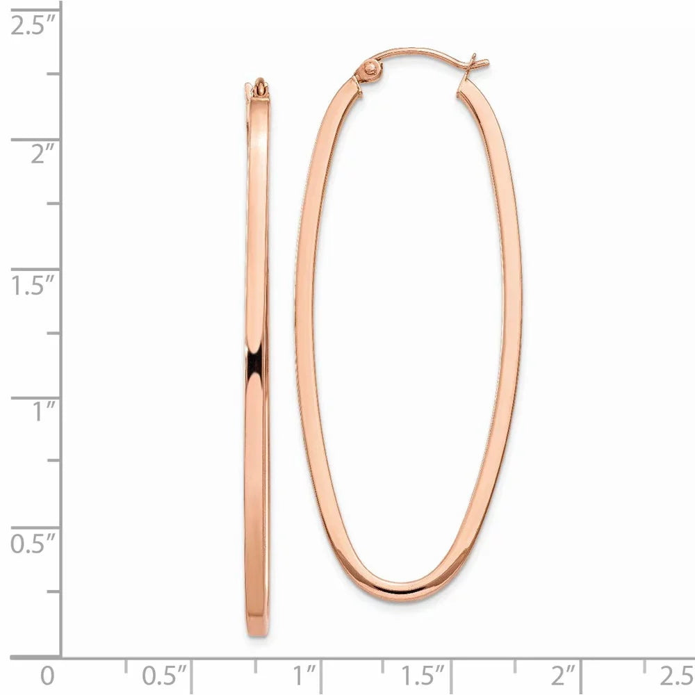 2mm Adults and Teens; for and Oval Real Square Earrings; Hoop Princess Men 14kt for Tube Women Rose