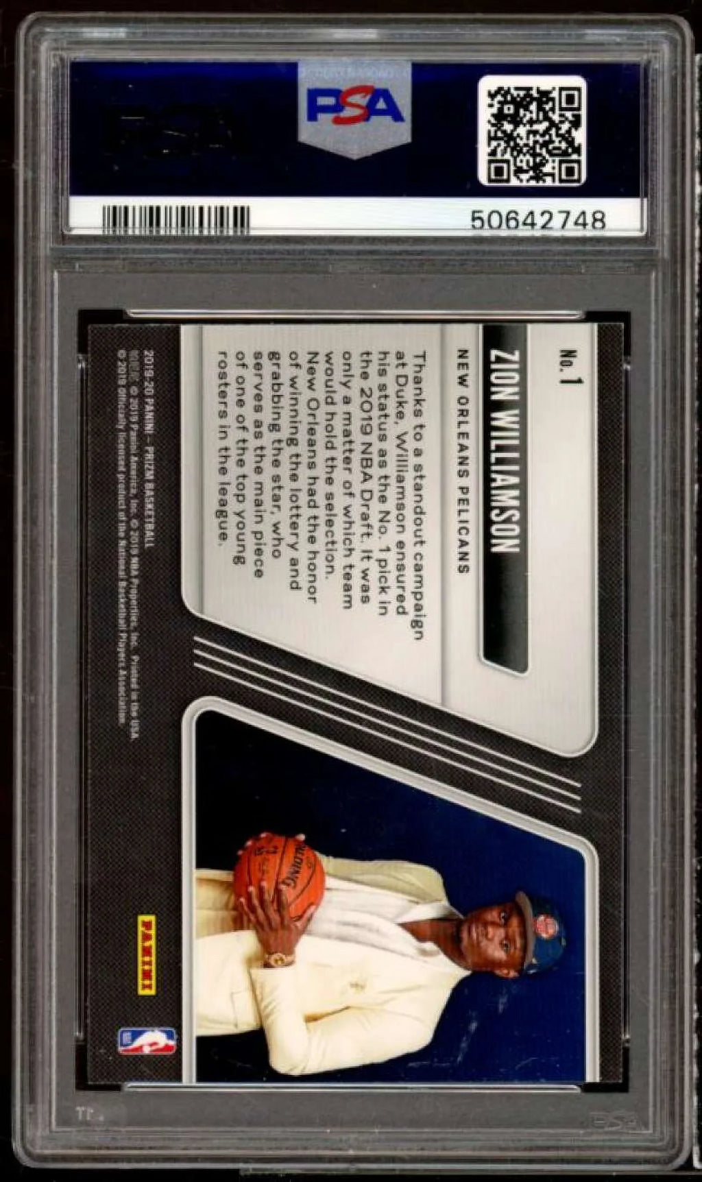 Lottery Williamson Zion PSA Panini 2019-20 The Prizm Card #1 10 Rookie Luck Of