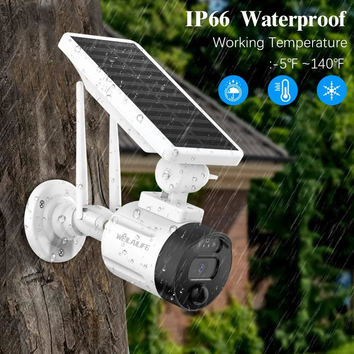 Dual Panel, AI Camera Battery Detection, Night Surveillance Pack) Security WEILAILIFE Outdoor Camera, Vision, Solar 2K Rechargeable Wi-Fi Antenna with Solar (2 Wireless