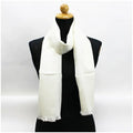 Pre-Owned (Good) wool AB stole rank Ferragamo Gancini x ladies SALVATORE FERRAGAMO silk Salvatore white pattern