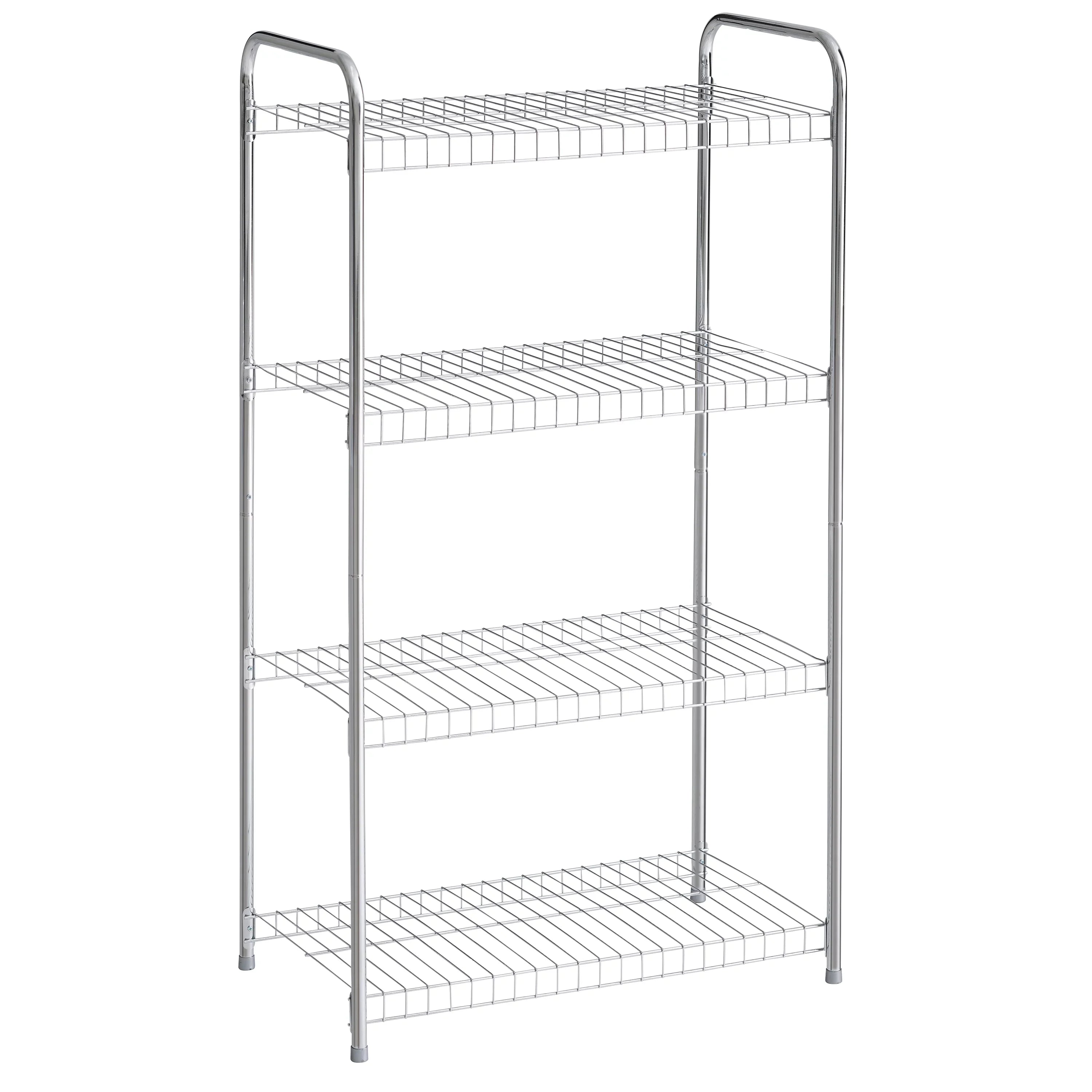 Nickel. Satin Unit, Wire Multipurpose Rubbermaid 4-Tier Shelving Freestanding