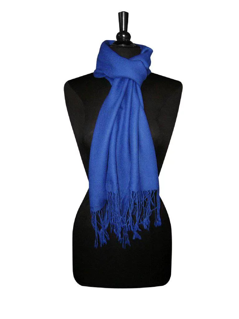 Wool Biagio Color Solid 100% BLUE Scarf Pashmina Shawl Womens Scarve Wrap ROYAL