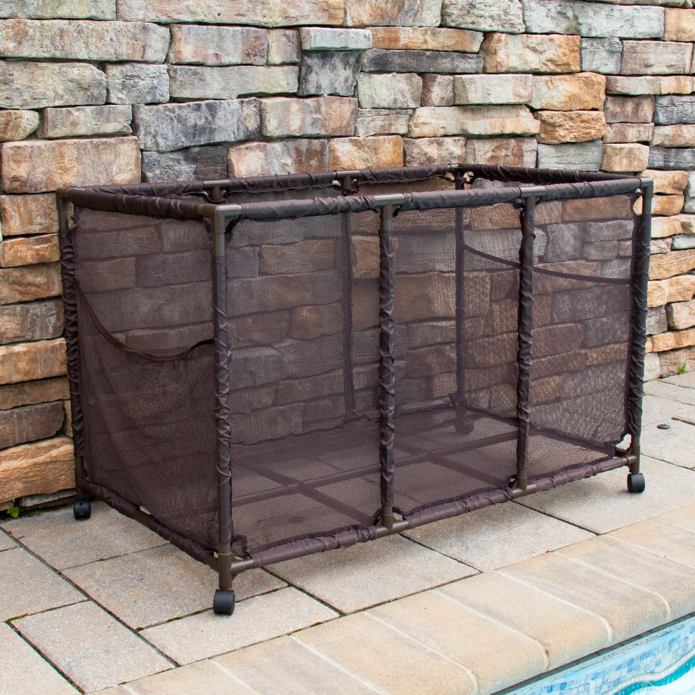 Kids Essentially 28" and Balls, Equipment Noodles Pool (43" x Brown Mesh Storage L 25" x Yours Rolling Style Organizer Toys, Holder, W Floats Large, 563009 Height, Bin, H),